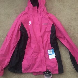 Breast cancer Columbia Omni tech rain jacket